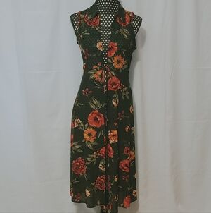 Ember Floral See-through Long Vest Tie Front